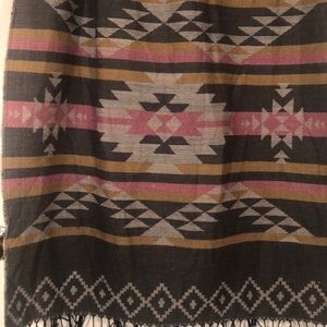 Aztec style scarf with frayed edges pretty colors